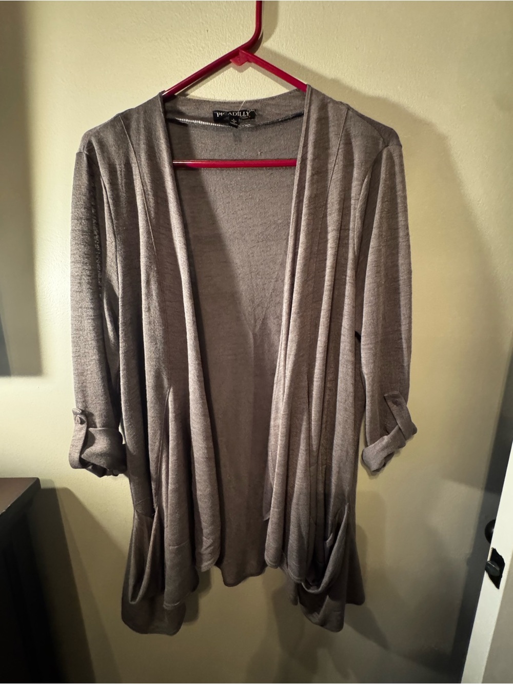 Picadilly Fashion Gray Open-Front Cardigan